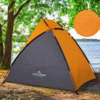 Cort plaja semideschis, pliabil, 210 x 115 cm, portocaliu cu gri, Vivo BB-TN130